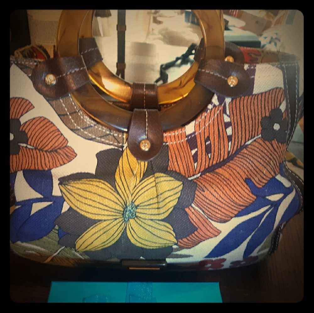 Kim Roger's handbag floral canvas with leather and